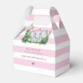 Oerwoud Elephant Pink 1st Birthday Party Dank u Bedankdoosjes (Voorkant Zijde)
