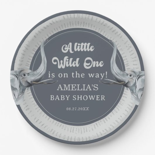 Oerwoud Elephant Safari Baby shower Borden Papieren Bordje (Voorkant)