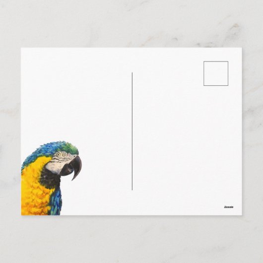 Oerwoud en een blauwgele ara feestdagenkaart (Achterkant)