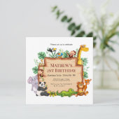 oerwoud en wilde dieren Giraffe Birthday Kaart (Staand voorkant)