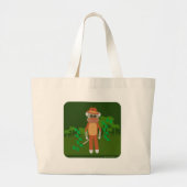 Oerwoud Explorer Sock Monkey Grote Tote Bag (Voorkant)