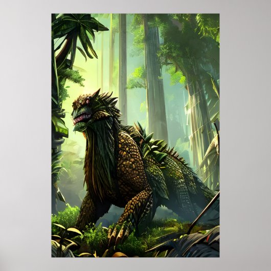 Oerwoud fantasiebeest in het Oerwoud | AI Art Post Poster (Voorkant)