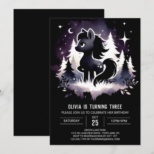 Oerwoud Fantasy Horse Verjaardag Kaart (Voorkant / Achterkant)