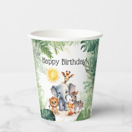 Oerwoud feest schattige dieren kinder baby verjaar papieren bekers
