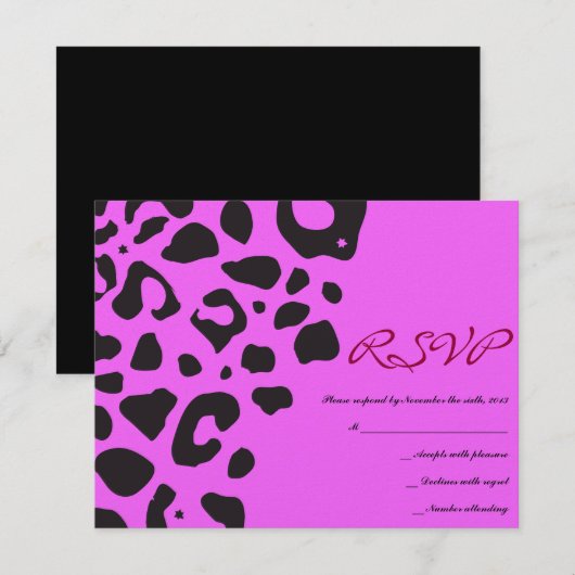 OERWOUD FEVER Bat Bar Mitzvah Reply Card RSVP Kaartje (Voorkant / Achterkant)