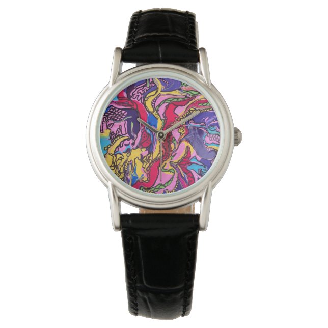 ‘Oerwoud Fever’ Leather Design Watch Horloge (Voorkant)