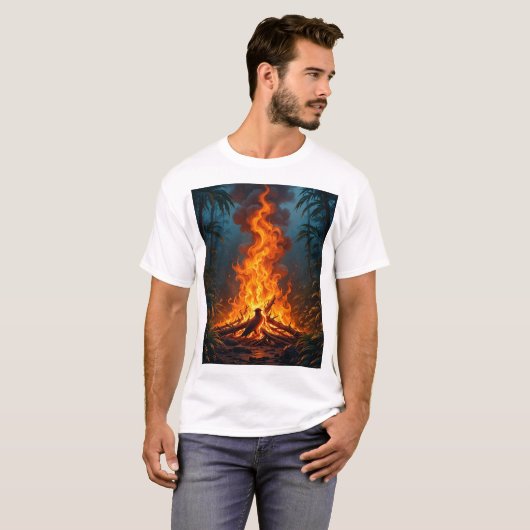🔥 Oerwoud Fire Graphic T-Shirt – Bold & Fierce St (Voorkant volledig)