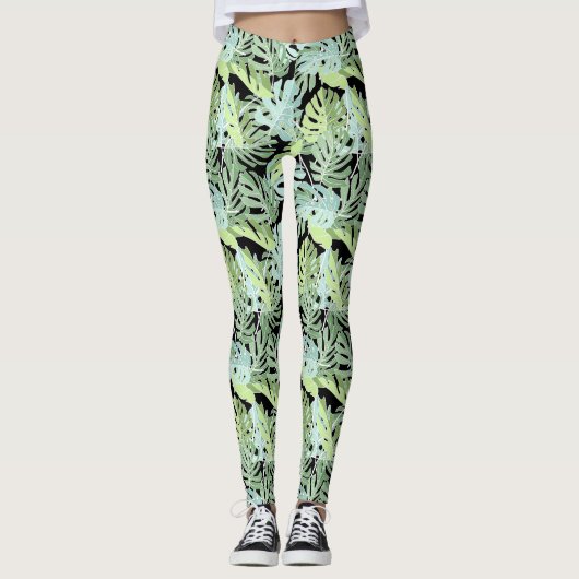 Oerwoud Floral Patroon 2 Leggings (Voorkant)