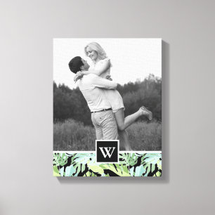 Oerwoud Floral Pattern Foto en Initiaal toevoege Canvas Afdruk