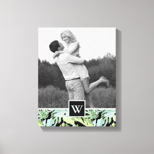 Oerwoud Floral Pattern | Foto en Initiaal toevoege Canvas Afdruk (Voorkant)