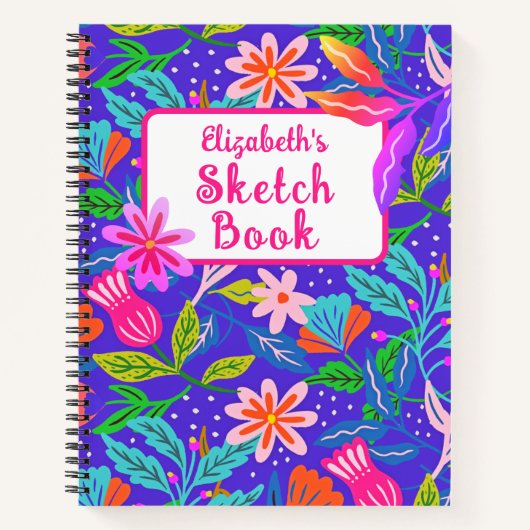 Oerwoud Flowers Hot roze tekst Notitieboek (Voorkant)