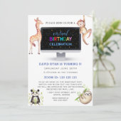 Oerwoud Forest Friends Boy Virtual Birthday Party Kaart (Staand voorkant)