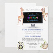 Oerwoud Forest Friends Boy Virtual Birthday Party Kaart (Voorkant / Achterkant)