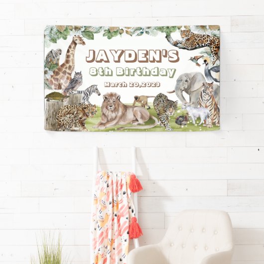 Oerwoud Forest Wild Animals Birthday Banner (Insitu)