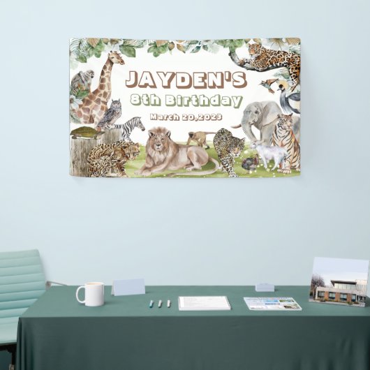 Oerwoud Forest Wild Animals Birthday Banner (Beurs)