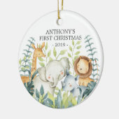 Oerwoud Foto Baby's Eerste Kerstmis Ornament (Links)