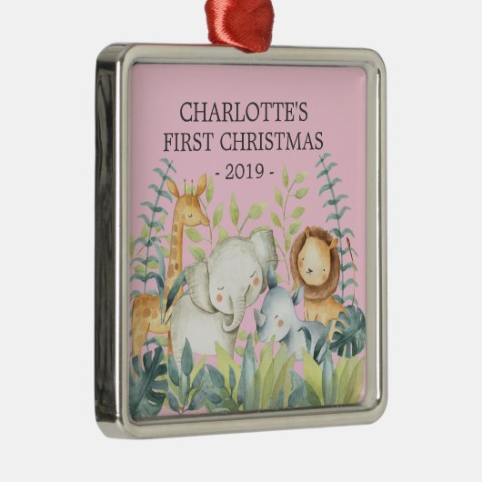 Oerwoud Foto Girls Baby's Eerste Kerstmis Ornament (Rechts)