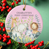 Oerwoud Foto Girls Baby's Eerste Kerstmis Ornament