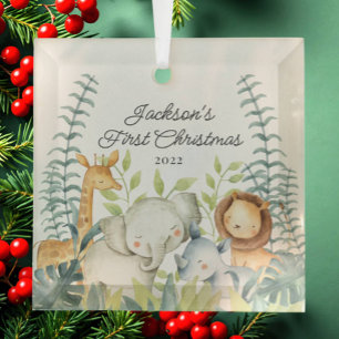 Oerwoud Foto's Baby's voor de eerste kerst Glas Ornament