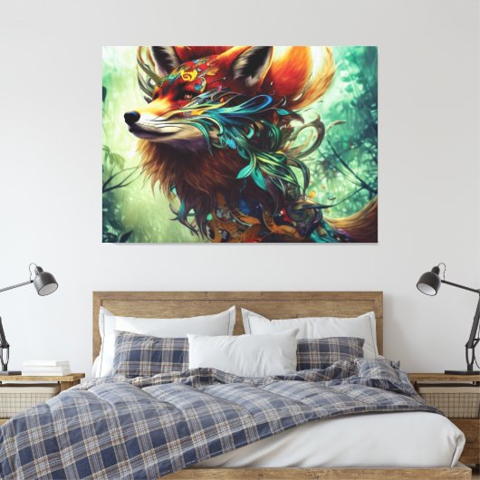 Oerwoud Fox Canvas afdrukken (Insitu (Slaapkamer))