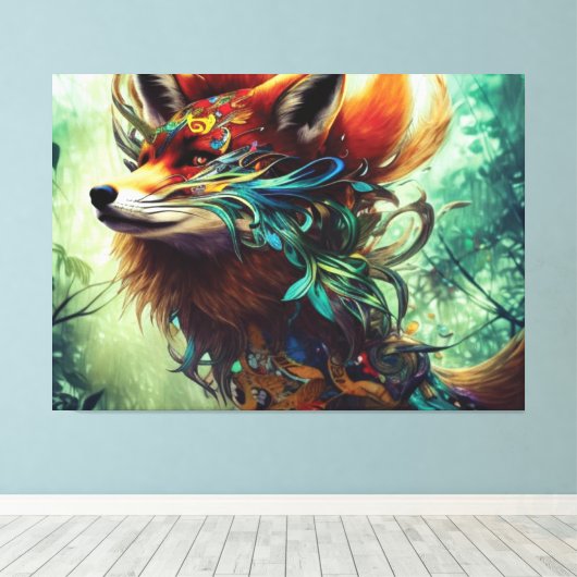 Oerwoud Fox Canvas afdrukken (Insitu (Houten vloer))