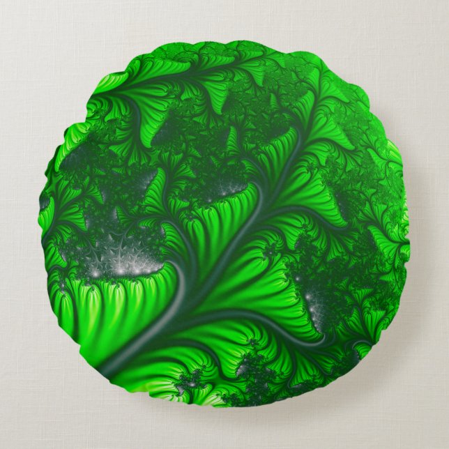 Oerwoud fractal rond kussen (Voorkant)