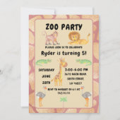 Oerwoud Fun Awaits: Kinder Zoo Party Birthday Kaart (Voorkant)