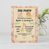 Oerwoud Fun Awaits: Kinder Zoo Party Birthday Kaart (Staand voorkant)