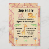 Oerwoud Fun Awaits: Kinder Zoo Party Birthday Kaart (Voorkant / Achterkant)