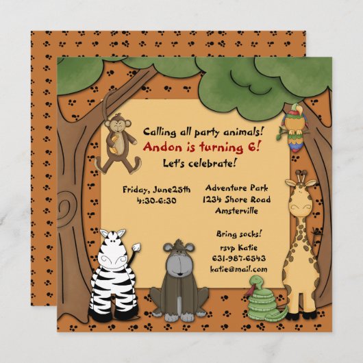 Oerwoud Gang Uitnodiging (Voorkant / Achterkant)