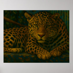 Oerwoud Gaze - Rustende luipaard in het wild Poster
