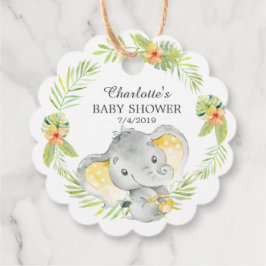 Oerwoud Geel olifant Baby shower Favor Gift Label