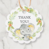 Oerwoud Geel olifant Baby shower Favor Gift Label (Voorkant)