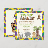 Oerwoud geel, paarse safari kinderen verjaardagsfe kaart (Voorkant / Achterkant)