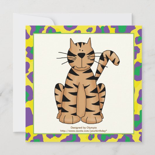 Oerwoud geel, paarse safari kinderen verjaardagsfe kaart (Achterkant)