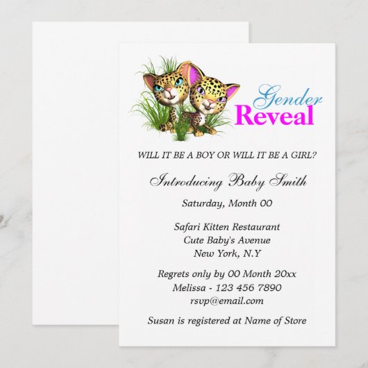 Oerwoud gender onthullen PERSONALIZE Kaart (Voorkant / Achterkant)