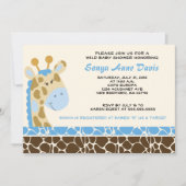 Oerwoud Giraffe Afdrukken (blauw) Baby shower 5x7 Kaart (Voorkant)