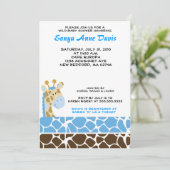 Oerwoud Giraffe Afdrukken (blauw) Baby shower 5x7 Kaart (Staand voorkant)