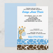 Oerwoud Giraffe Afdrukken (blauw) Baby shower 5x7 Kaart (Voorkant / Achterkant)