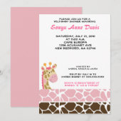 Oerwoud Giraffe Afdrukken (roze) Baby shower 5x7 U Kaart (Voorkant / Achterkant)