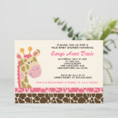 Oerwoud Giraffe Afdrukken (roze) Baby shower 5x7 U Kaart (Staand voorkant)