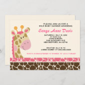 Oerwoud Giraffe Afdrukken (roze) Baby shower 5x7 U Kaart (Voorkant / Achterkant)