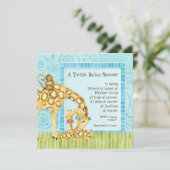 Oerwoud Giraffe Baby Boy Meisje Tweeling Douche Ui Kaart (Staand voorkant)