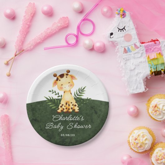 Oerwoud Giraffe Baby shower 7-inch Bord (Feest)