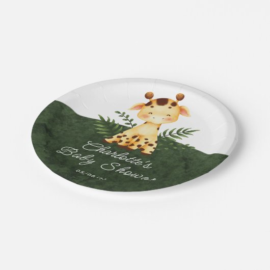 Oerwoud Giraffe Baby shower 7-inch Bord (Gekanteld)