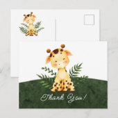 Oerwoud Giraffe Baby shower Dank u Briefkaart (Voorkant / Achterkant)