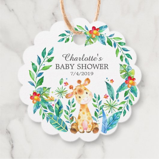 Oerwoud Giraffe Baby shower Favor Gift Label (Achterkant)