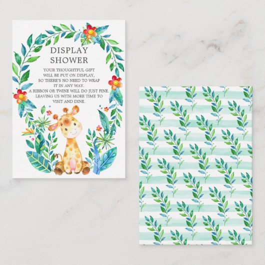 Oerwoud Giraffe Baby shower Gift Display Douche Informatiekaartje (Voorkant / Achterkant)