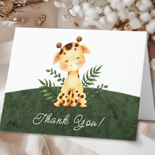 Oerwoud Giraffe Baby shower Hartelijk dank Bedankkaart