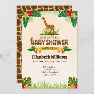 Oerwoud Giraffe Baby shower Kaart
